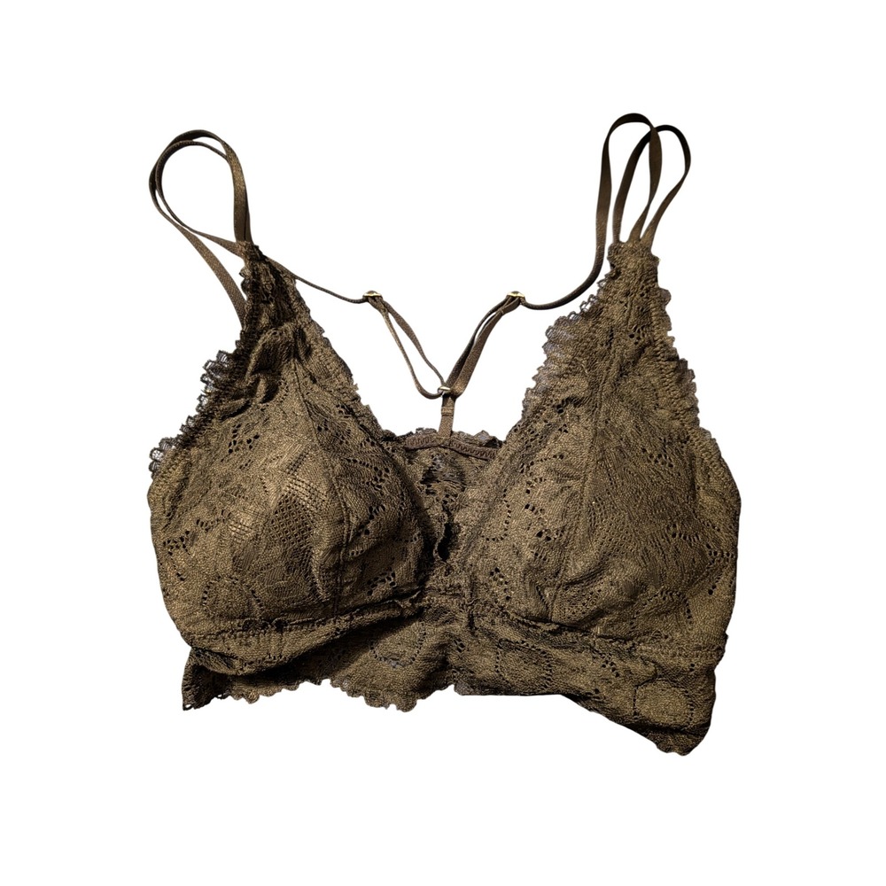 Aerie Real Good Lace Bralette black Dark Boho Coquette XS Romantic